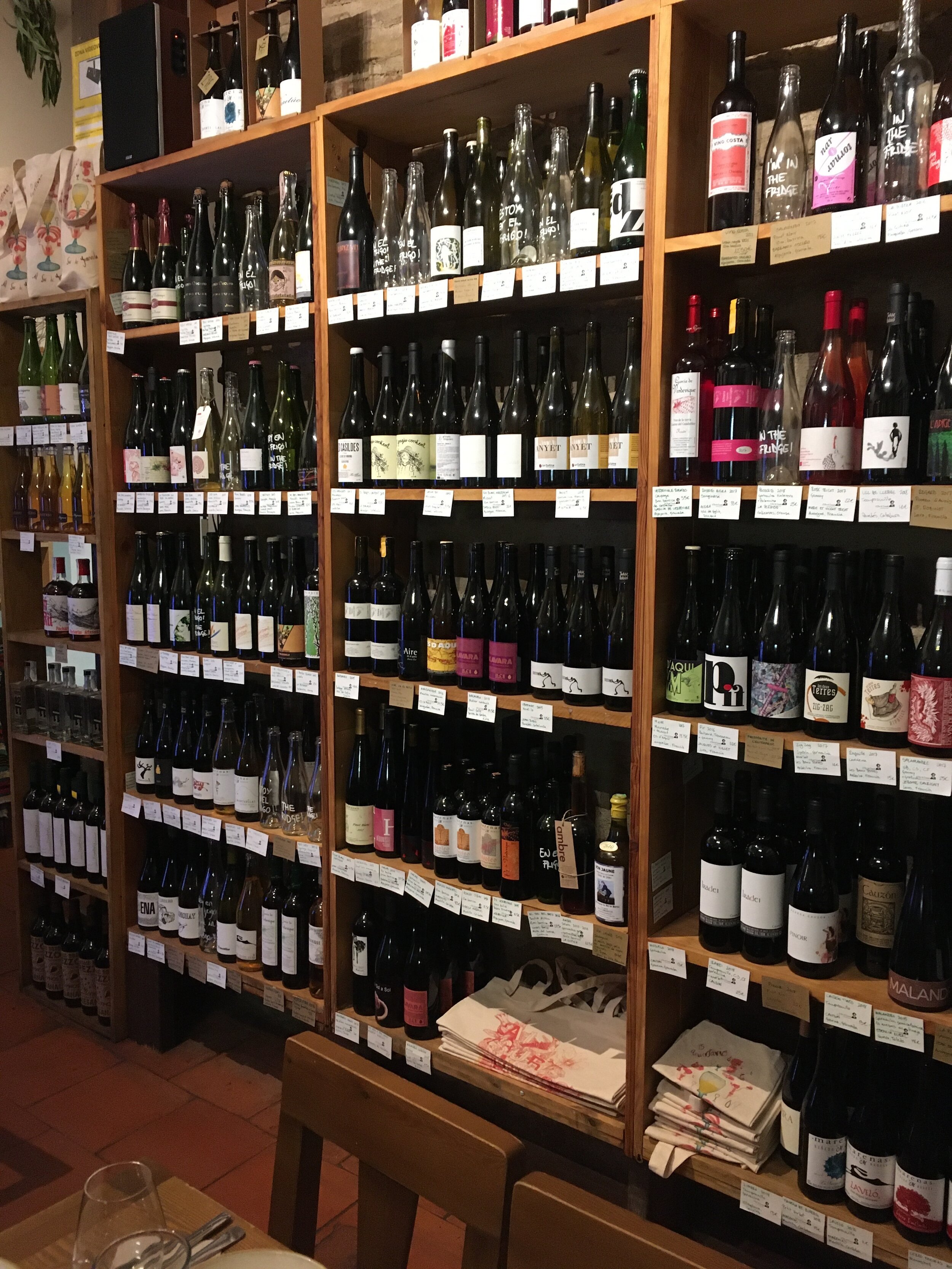 Wine selection at Al Sur de Granada