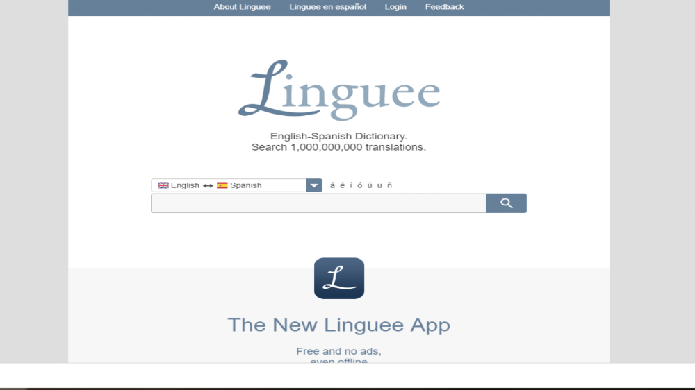 Linguee home page.