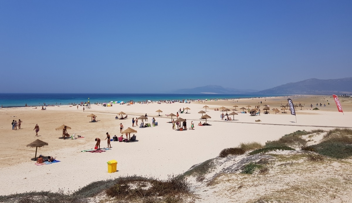 sunny beach in Tarifa, Spain