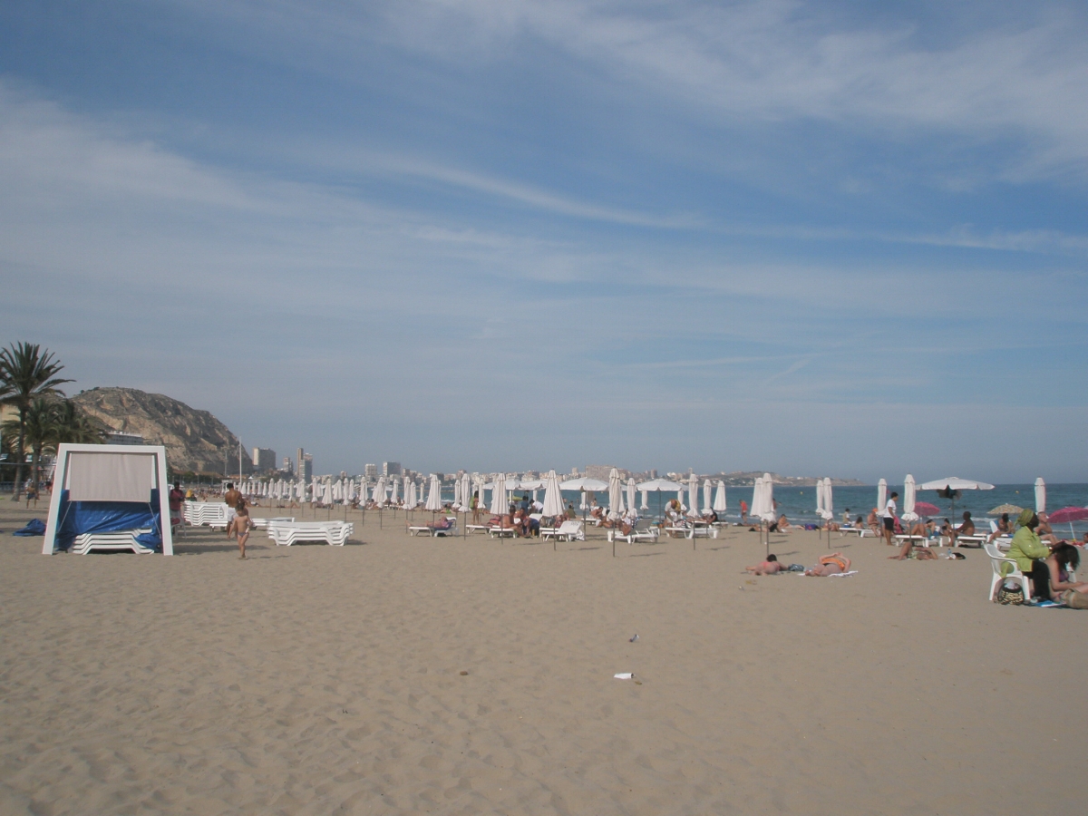 As the day goes on you will have to fight for space at the city beach, but it will be the easiest place for you to get to. (Pictured: La Postiguet, Alicante)