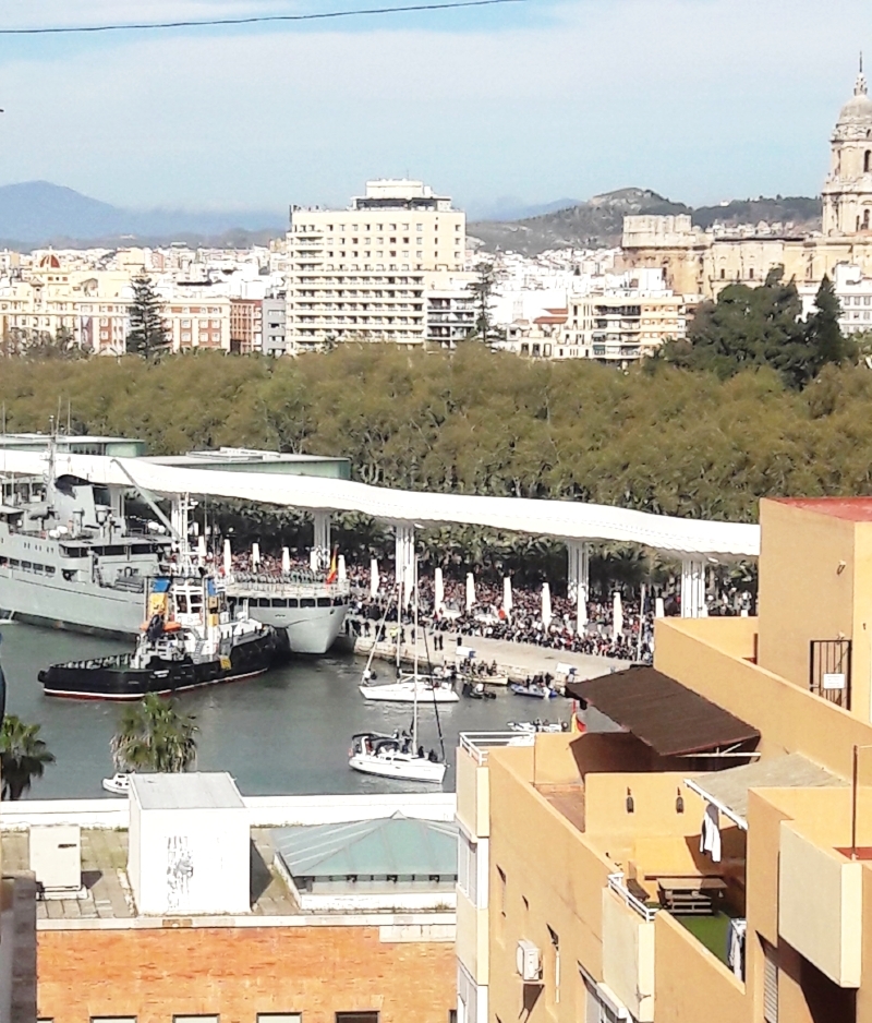 Military ship in harbor